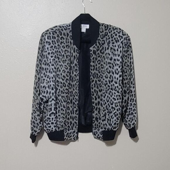 Vintage The Icing Leopard Print Glitter Bomber Jacket – Size 1 (Fits L/XL) - Picture 1 of 5